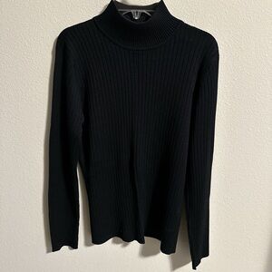 Liz Claiborne collection 100% silk Black Ribbed Mock Neck Sweater size S